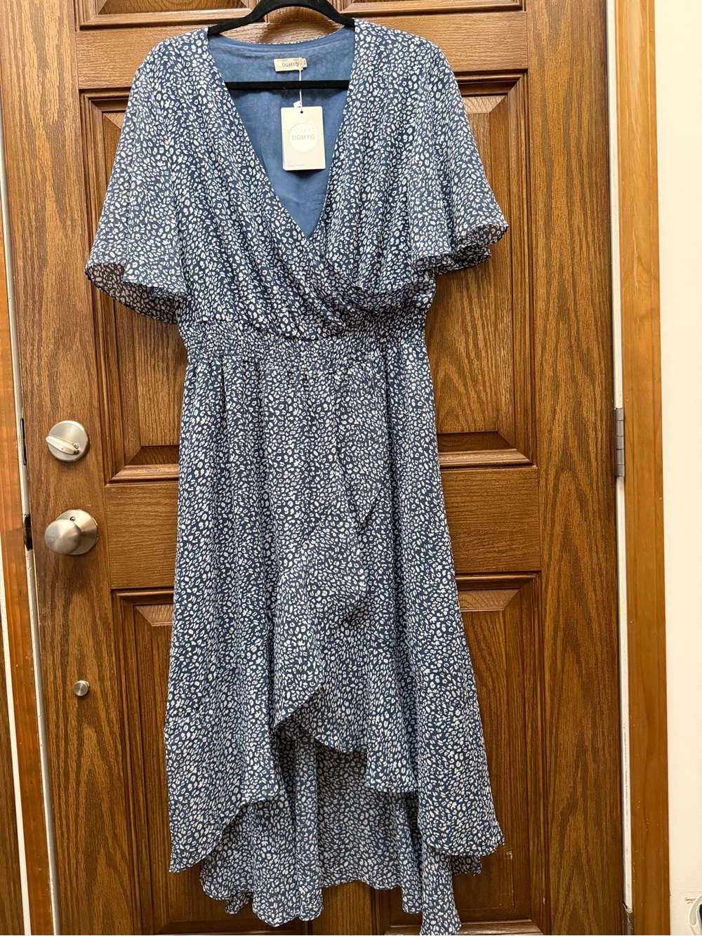 Wrap High-Low Dress in Navy